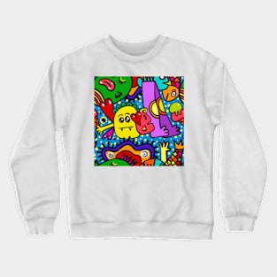 Colorful Doodle Monsters Halloween Crewneck Sweatshirt